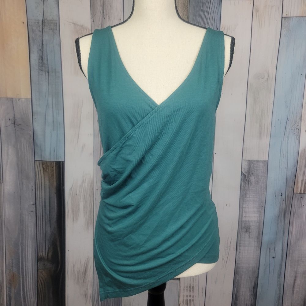 Silence + Noise UO Teal Dakota Asymmetric Wrap Top Sleeveless Size Large